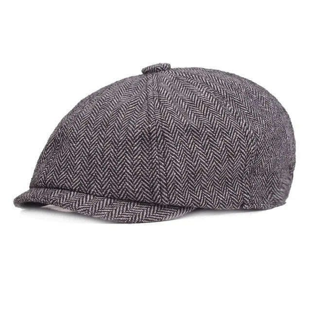 Newsboy Hat Men Beret Cabbie Driving Hunting Caps Vintage Tweed Peaky Blinders Berets Flat Peaked Cap Street Hats for Men Women - KIMLUD