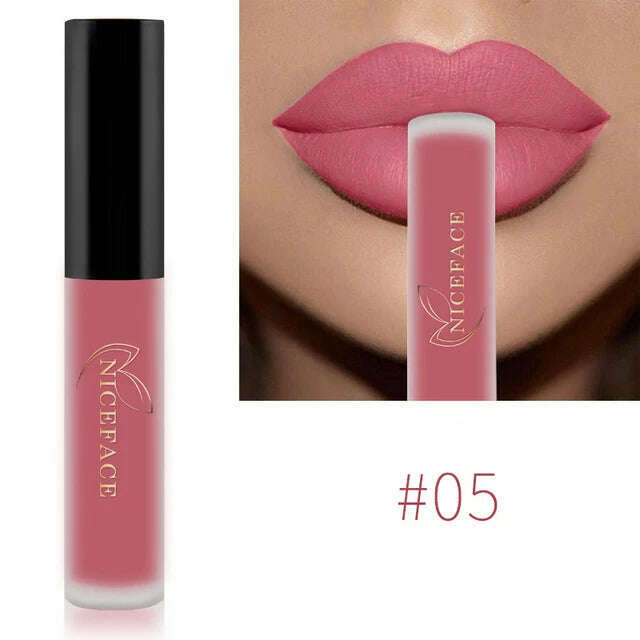 NICEFACE Nude Matte Liquid Lipsticks Waterproof Long Lasting Lip Gloss Sexy Red Velvet Lip Tint Women Makeup Cosmetics Batom - KIMLUD