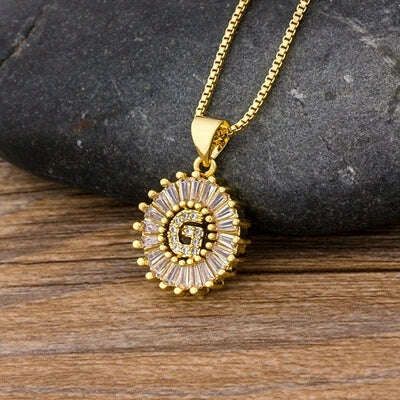 Nidin Hot Sale Women Girls Initial Letter Necklace 26 Letters Charm Family Name Pendant Top Quality Copper Zircon Jewelry Gift - KIMLUD
