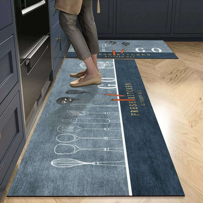 KIMLUD, Non-slip Kitchen Mat Long Rugs Crystal Velvet Carpet for Living Room Absorbent Foot Mats Bedroom Doormat Alfombra 러그 주방매트, KIMLUD Womens Clothes