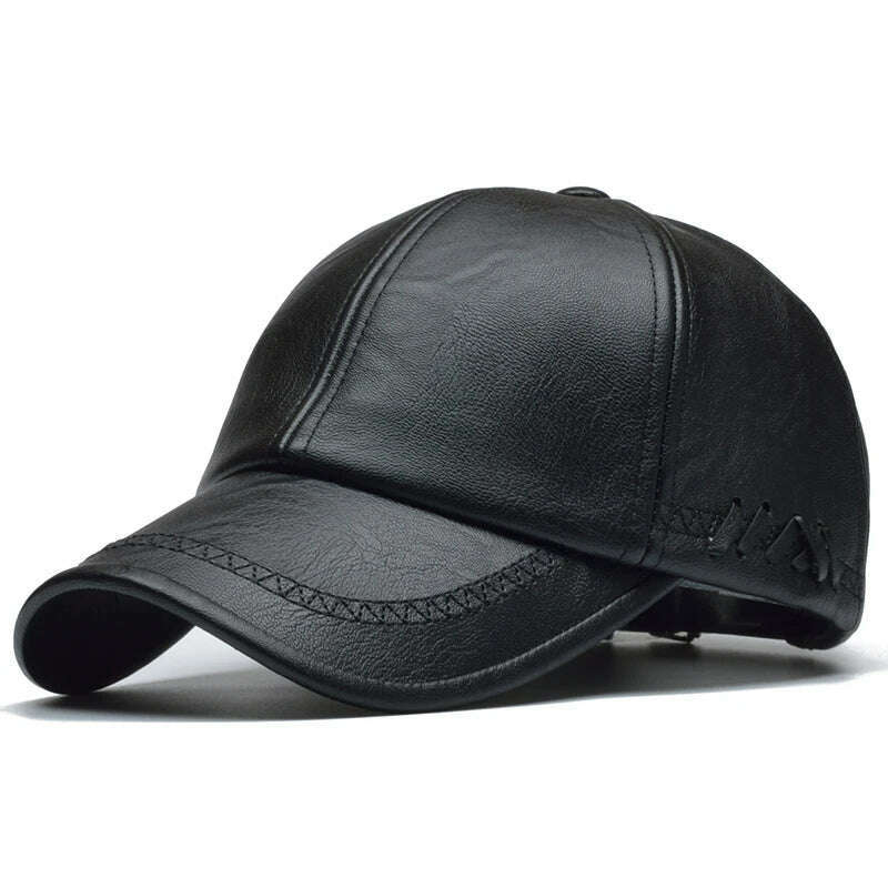 [NORTHWOOD] High Quality Leather Cap for Men Solid Winter Pu Leather Baseball Caps Brand Snapback Hat Bone Masculino Fitted hats - KIMLUD