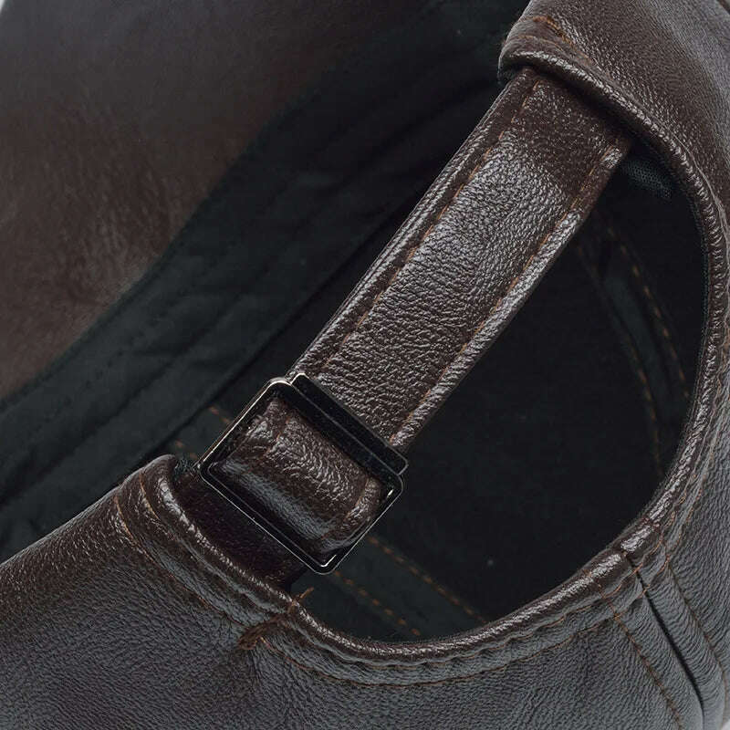 [NORTHWOOD] High Quality Leather Cap for Men Solid Winter Pu Leather Baseball Caps Brand Snapback Hat Bone Masculino Fitted hats - KIMLUD