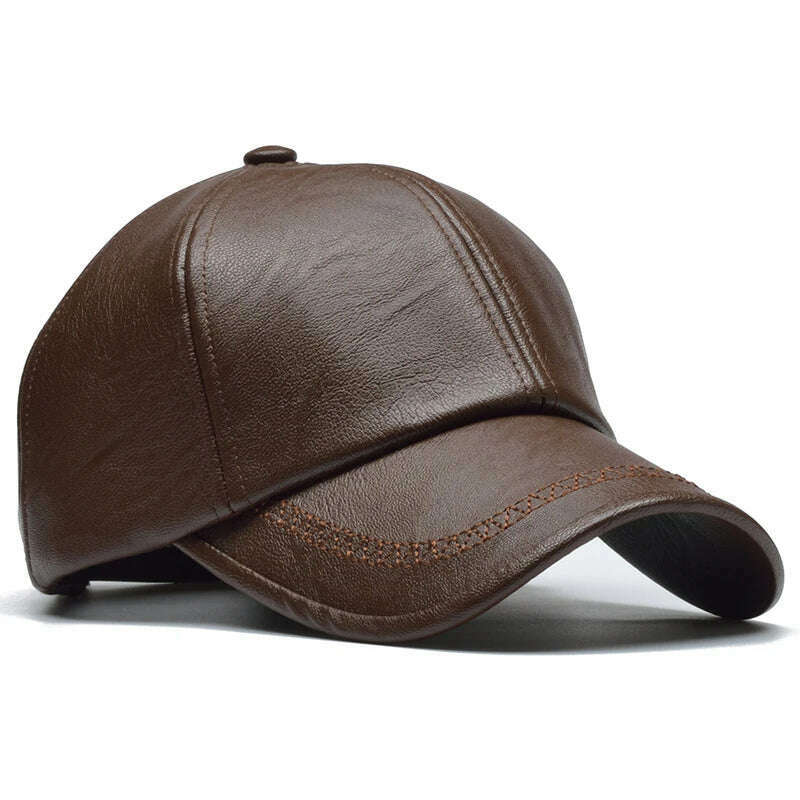 [NORTHWOOD] High Quality Leather Cap for Men Solid Winter Pu Leather Baseball Caps Brand Snapback Hat Bone Masculino Fitted hats - KIMLUD