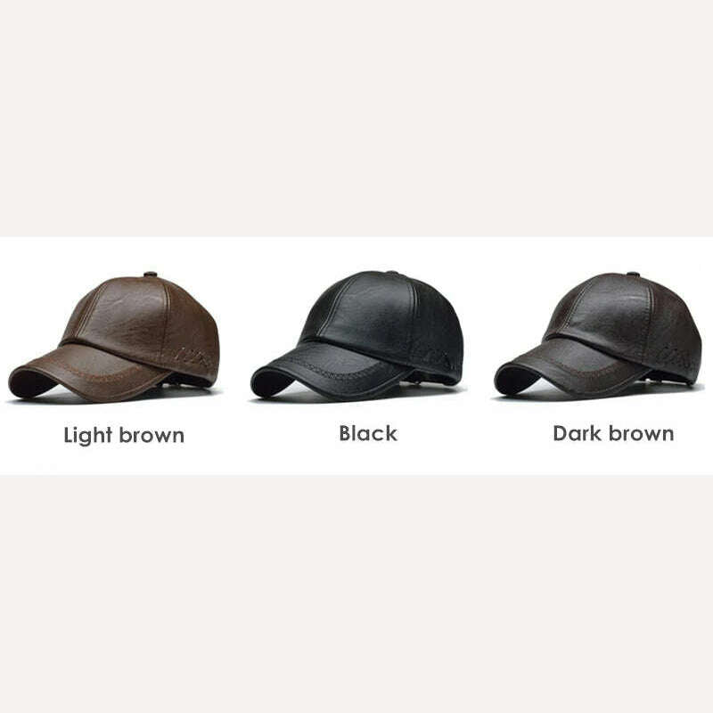 [NORTHWOOD] High Quality Leather Cap for Men Solid Winter Pu Leather Baseball Caps Brand Snapback Hat Bone Masculino Fitted hats - KIMLUD