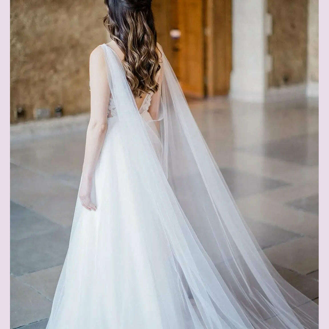 KIMLUD, NZUK 2pc Bridal Wings Veil Halter Cape Veil Wedding Cloak for Wedding Dress Bolero Plus Size Covered Party Woman, KIMLUD Womens Clothes