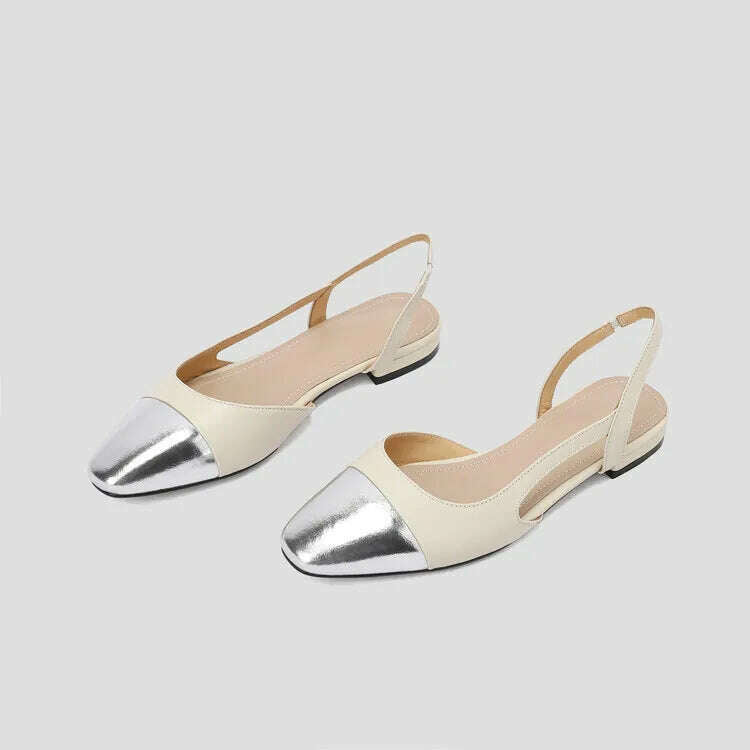 33-43 Women Real Leather Shoes Luxury Brand Designer Mix-color Slingback High Heeled Pumps Ladies Spring Summer Sandals - KIMLUD