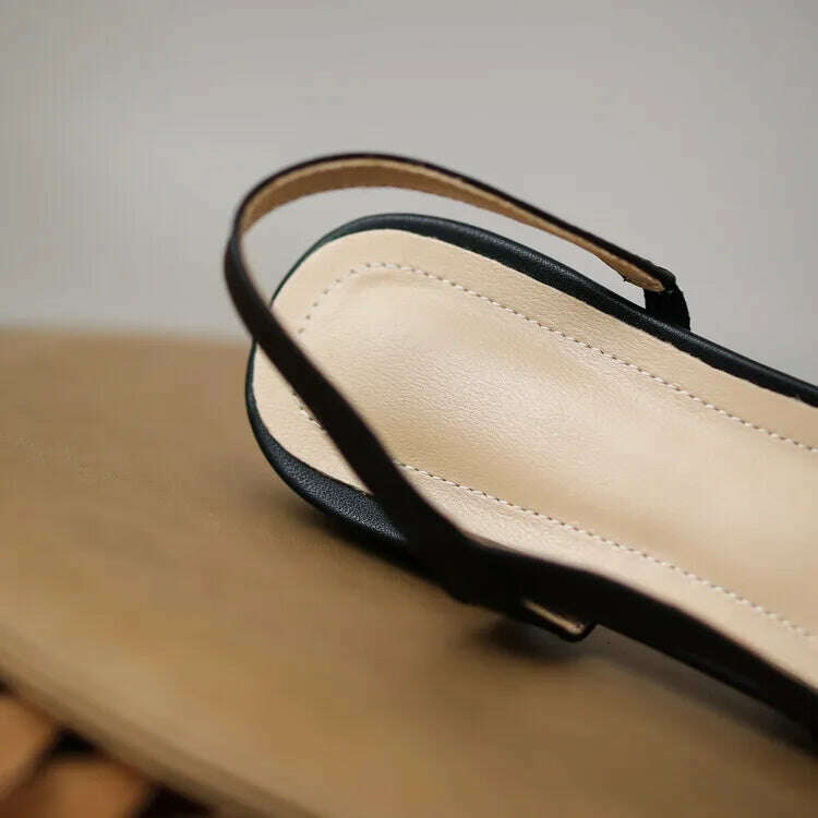 33-43 Women Real Leather Shoes Luxury Brand Designer Mix-color Slingback High Heeled Pumps Ladies Spring Summer Sandals - KIMLUD