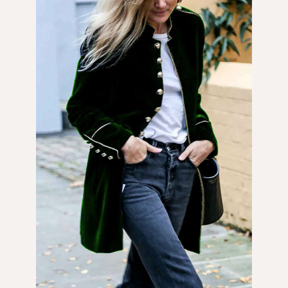 Outerwear For Women New Long Sleeve Stand Collar Loungewear Jackets Solid Single Breasted Cardigan Coats Streetwear Dropshipping - KIMLUD