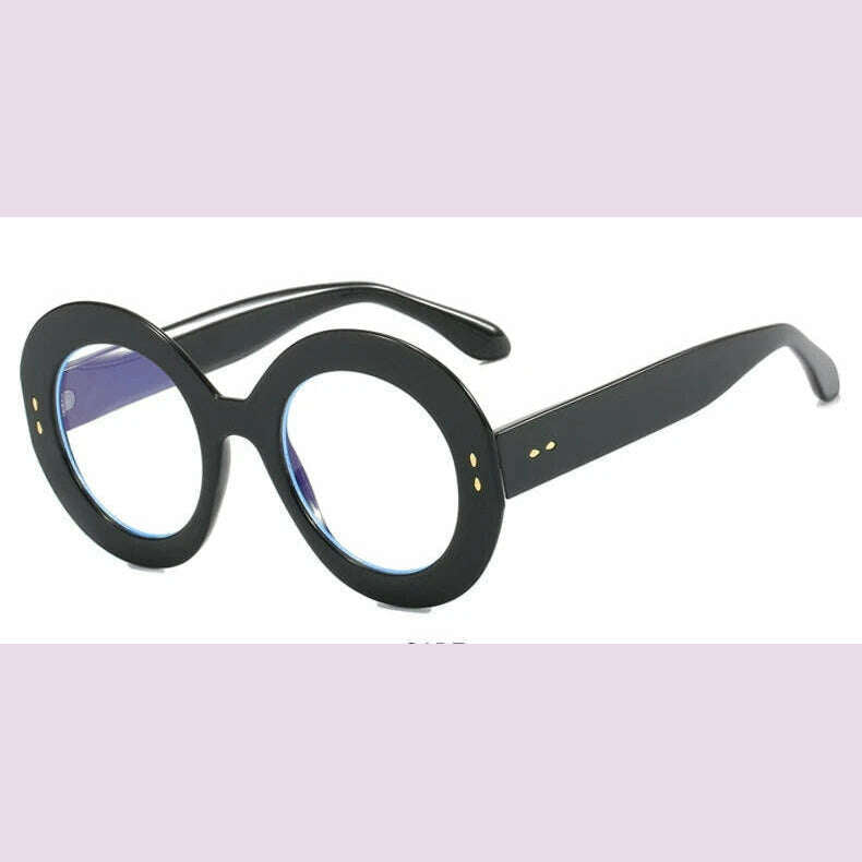 KIMLUD, Oversized Round Glasses Frames Women Fashion Clear Lens Optical Eyeglasses Frame Ladies Eyewear Leopard Black, Black Clear, KIMLUD APPAREL - Womens Clothes