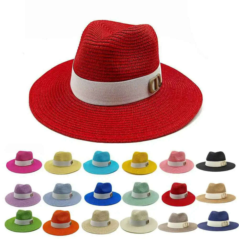 Panama Jazz Cap Summer Hats For Women Men New Colorful Sun Hat Outdoor Straw Hat Sun Protection Beach Hat Unisex Straw Hat 2022 - KIMLUD