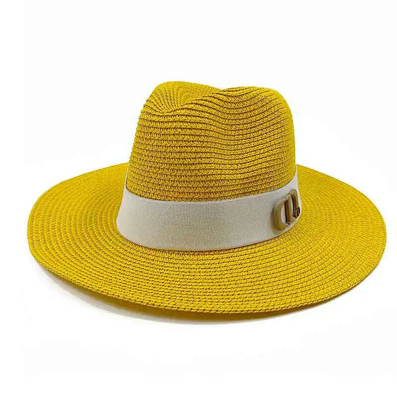 Panama Jazz Cap Summer Hats For Women Men New Colorful Sun Hat Outdoor Straw Hat Sun Protection Beach Hat Unisex Straw Hat 2022 - KIMLUD