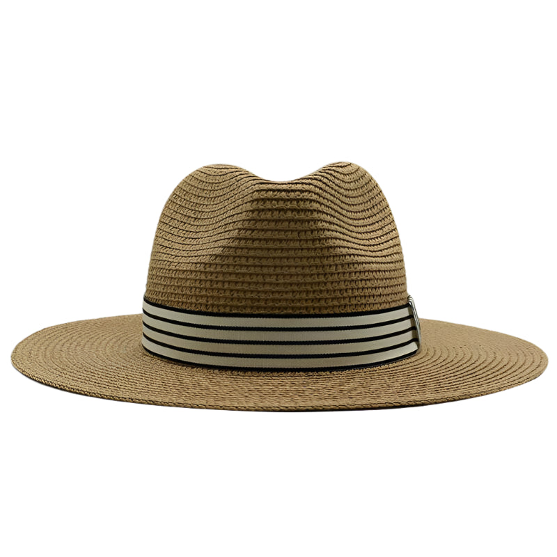 Panama Summer Straw Hats for Women Men Wide Brim Breathable Sun Beach Straw Hat UV Protection Fedora Cap - KIMLUD