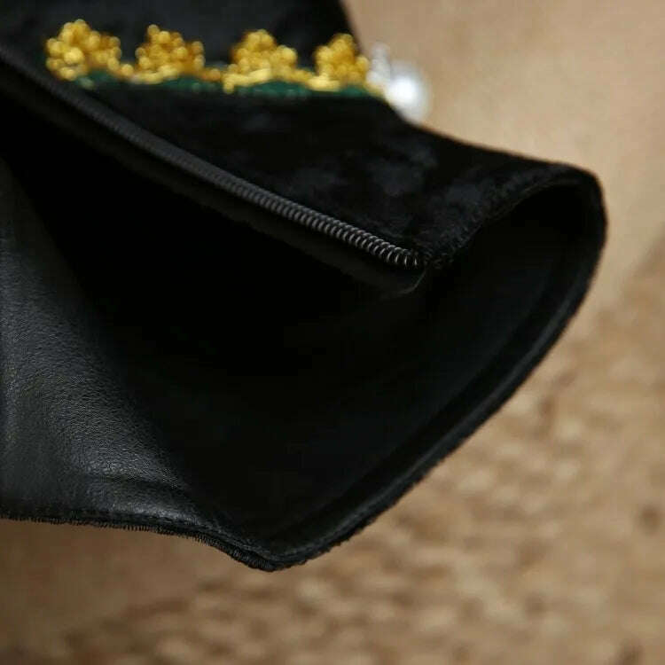 Pearl/Rhinestone Satins Short Boots Waterproof Platform Diamond Decoration Chelsea Short Boots Large 34-43 High Heel Women Shoes - KIMLUD
