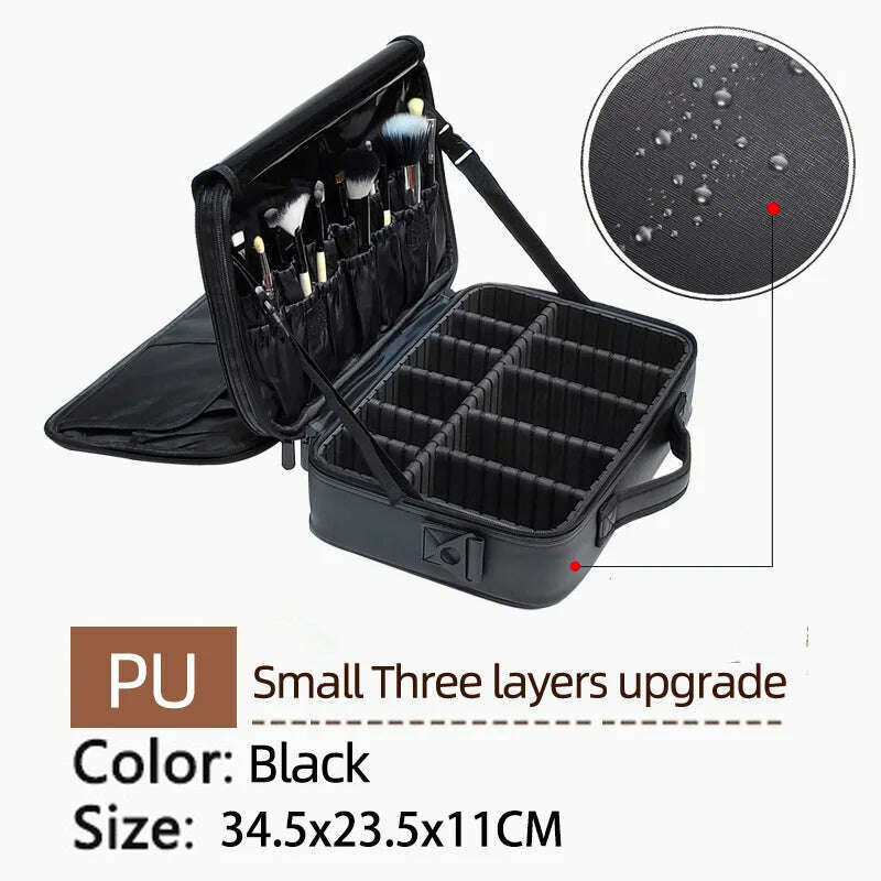 2022 New High Quality Professional Makeup Case For Women With Compartments PU Leather Waterproof Travel Large Capacity Storage - KIMLUD