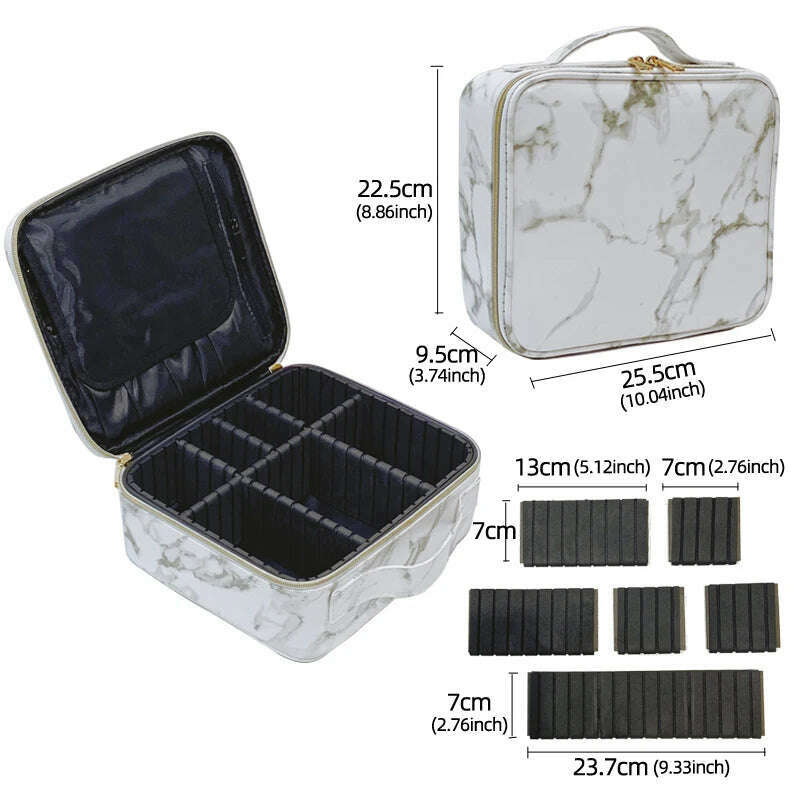 2022 New High Quality Professional Makeup Case For Women With Compartments PU Leather Waterproof Travel Large Capacity Storage - KIMLUD