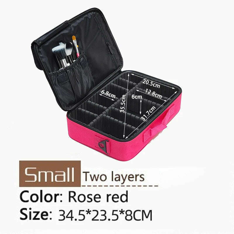 2022 New High Quality Professional Makeup Case For Women With Compartments PU Leather Waterproof Travel Large Capacity Storage - KIMLUD