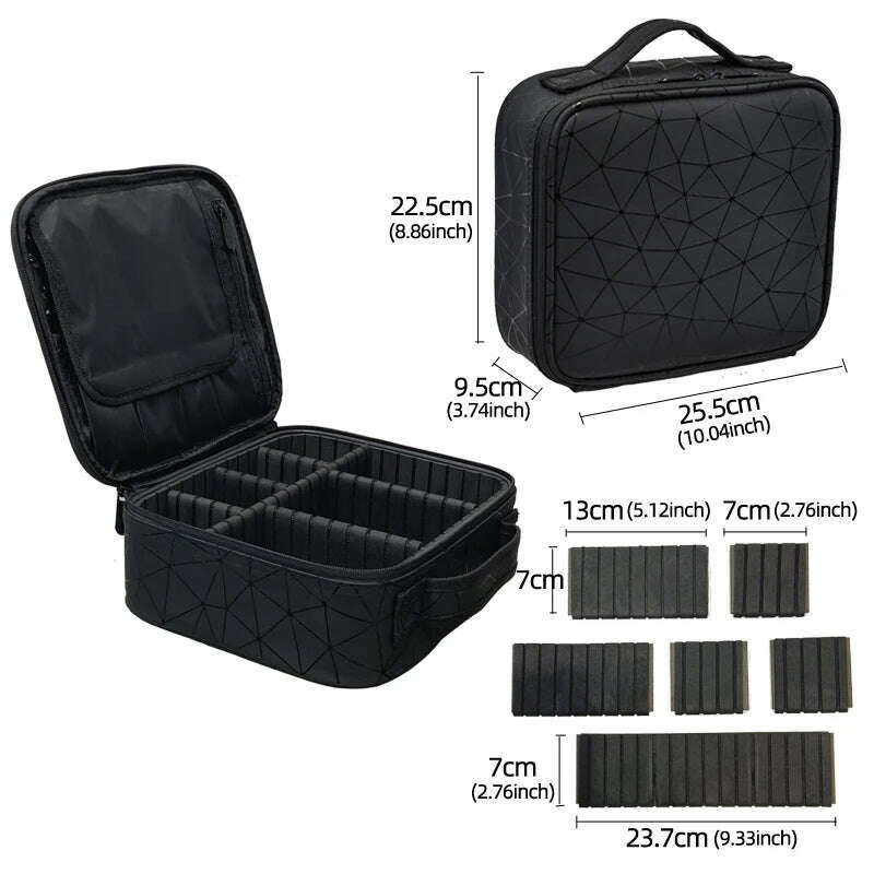 2022 New High Quality Professional Makeup Case For Women With Compartments PU Leather Waterproof Travel Large Capacity Storage - KIMLUD