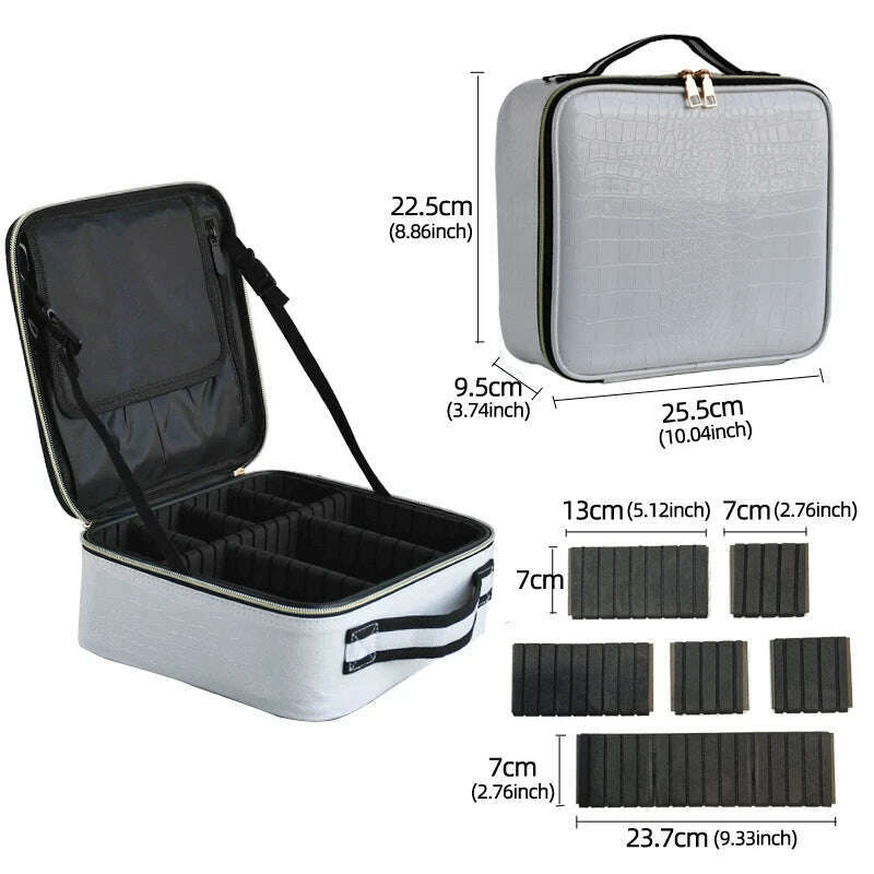 2022 New High Quality Professional Makeup Case For Women With Compartments PU Leather Waterproof Travel Large Capacity Storage - KIMLUD
