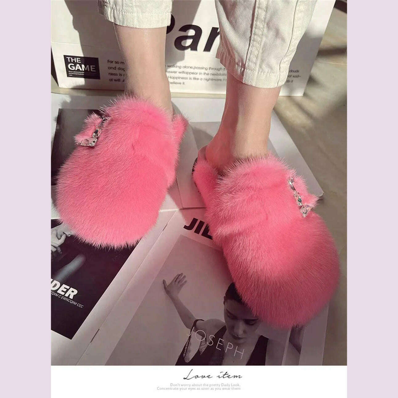 Real Fur Slippers Cork Footbed Clogs For Women Fashion Mink Fur Mules Comfort Shies With Arch Support Lndoor Outdoor Flat Slides - KIMLUD