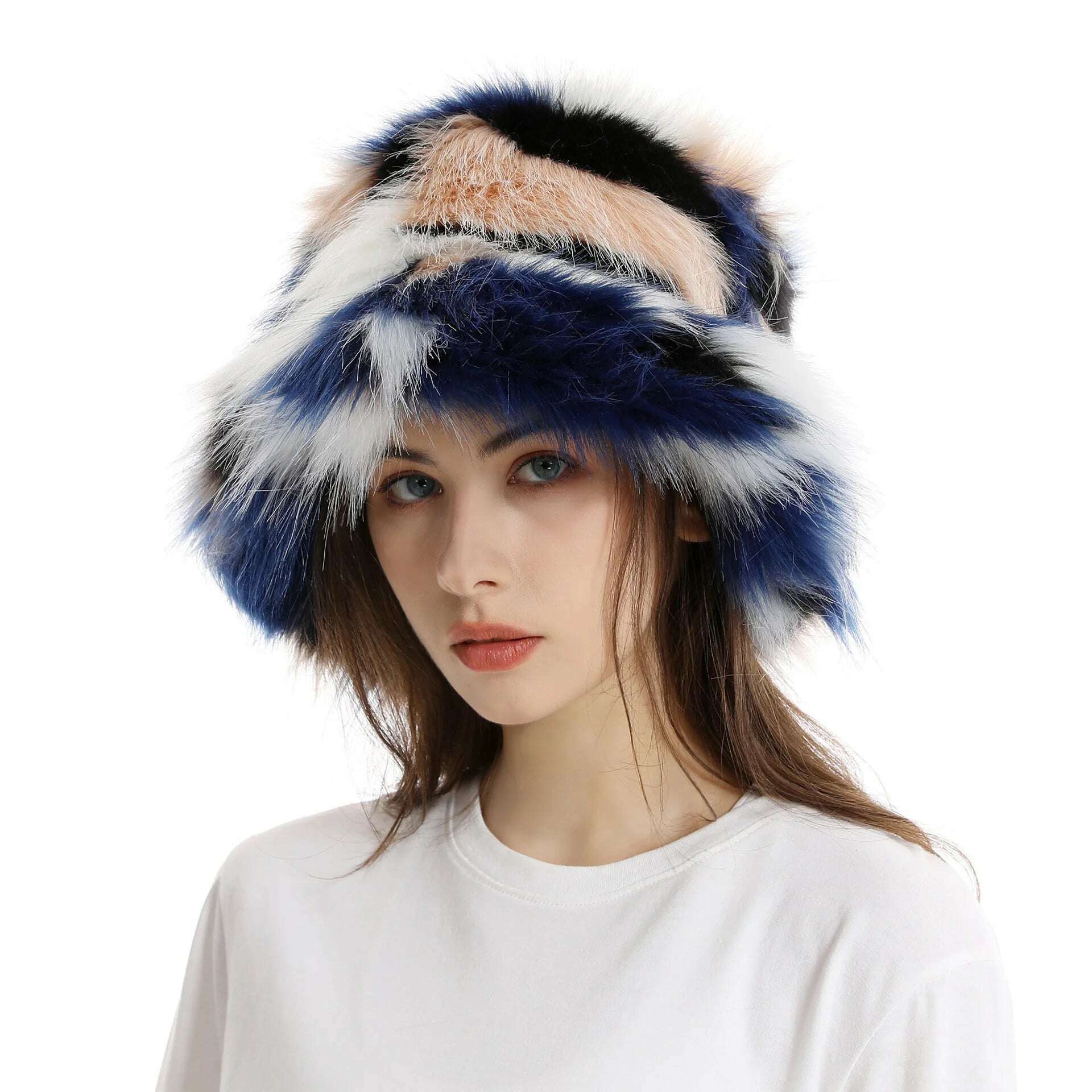 KIMLUD, Red plush Bucket hat women's elegant autumn and winter fur bamboo hat Korean version advanced thermal cap cap 2023 large size, 12 / 58-60cm / CHINA, KIMLUD APPAREL - Womens Clothes