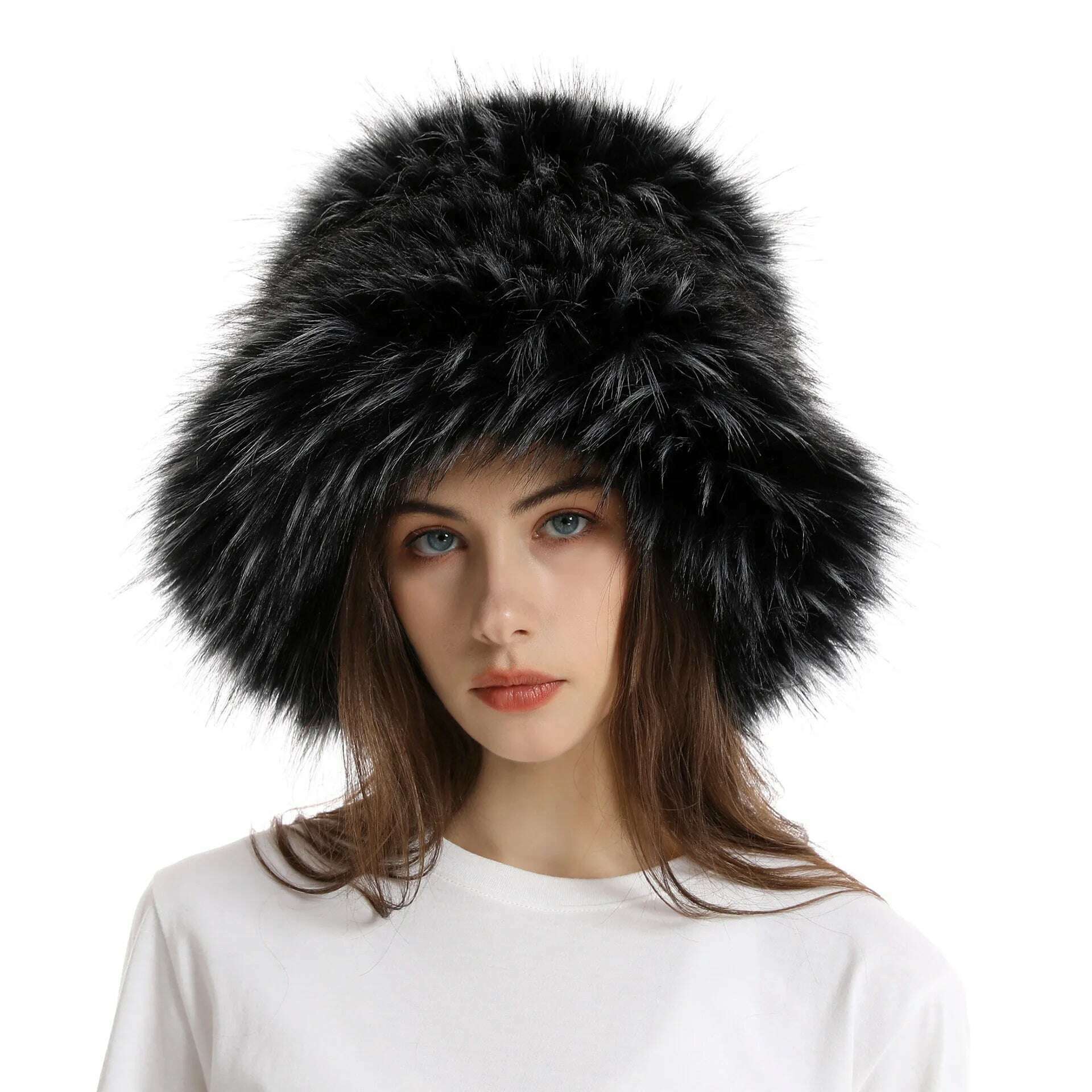 KIMLUD, Red plush Bucket hat women's elegant autumn and winter fur bamboo hat Korean version advanced thermal cap cap 2023 large size, 21 / 58-60cm / CHINA, KIMLUD APPAREL - Womens Clothes