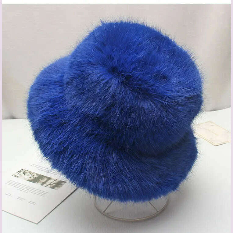 KIMLUD, Red plush Bucket hat women's elegant autumn and winter fur bamboo hat Korean version advanced thermal cap cap 2023 large size, 29 / 58-60cm / CHINA, KIMLUD APPAREL - Womens Clothes