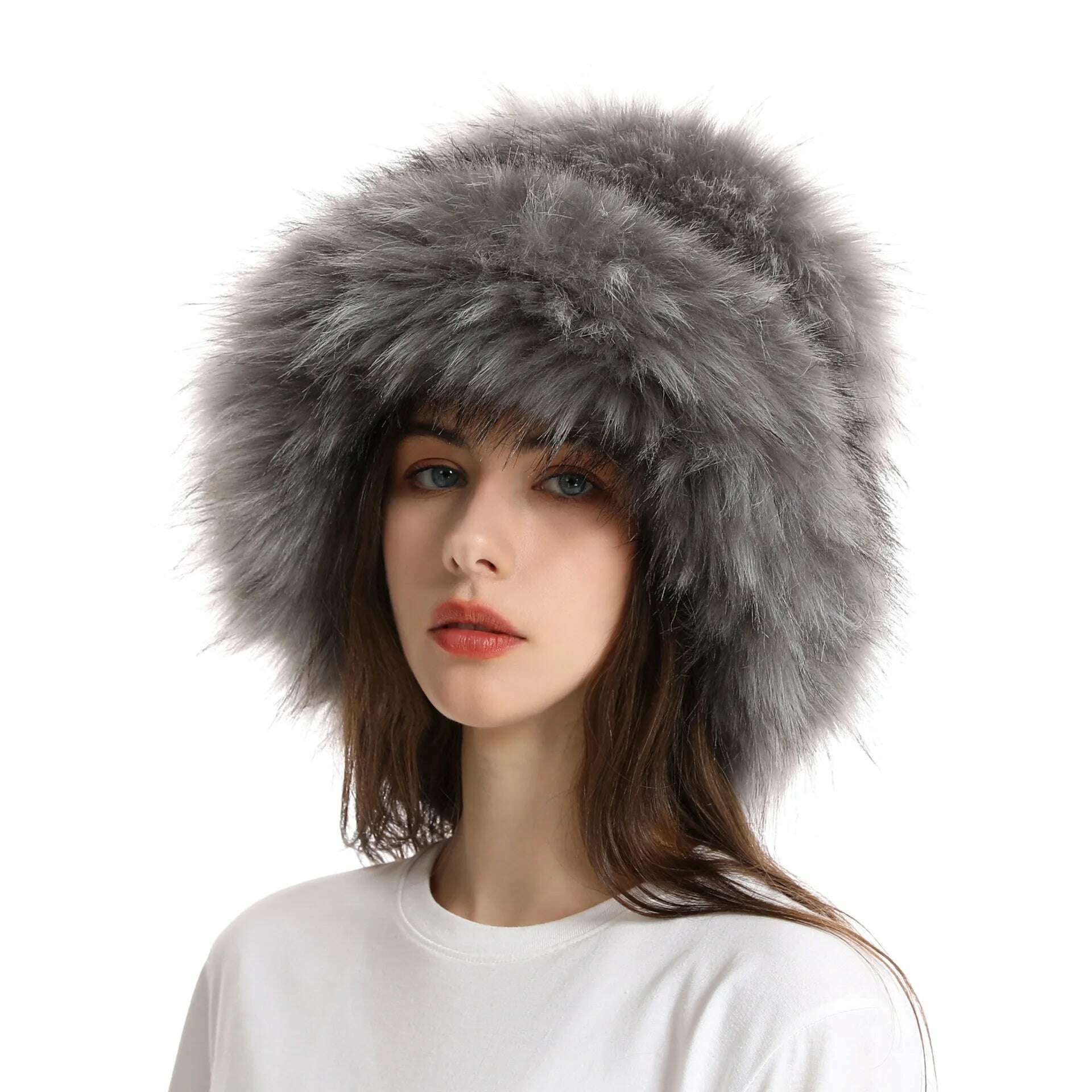 KIMLUD, Red plush Bucket hat women's elegant autumn and winter fur bamboo hat Korean version advanced thermal cap cap 2023 large size, 22 / 58-60cm / CHINA, KIMLUD APPAREL - Womens Clothes
