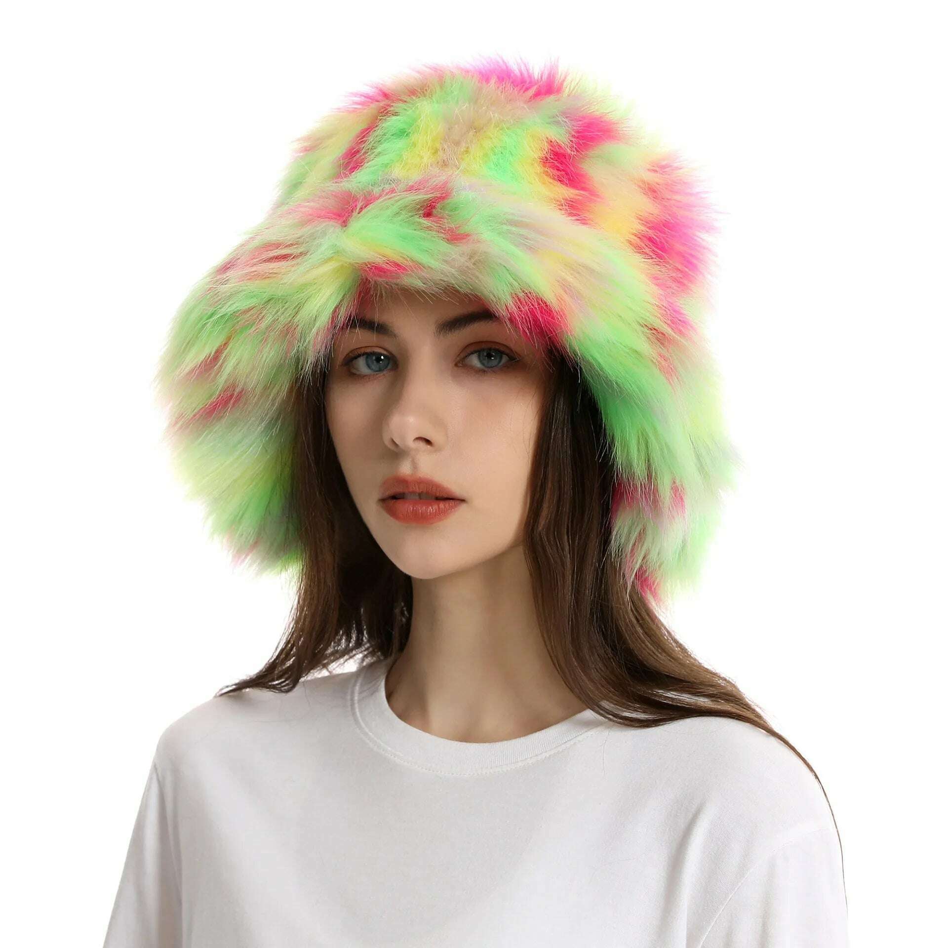 KIMLUD, Red plush Bucket hat women's elegant autumn and winter fur bamboo hat Korean version advanced thermal cap cap 2023 large size, 13 / 58-60cm / CHINA, KIMLUD APPAREL - Womens Clothes