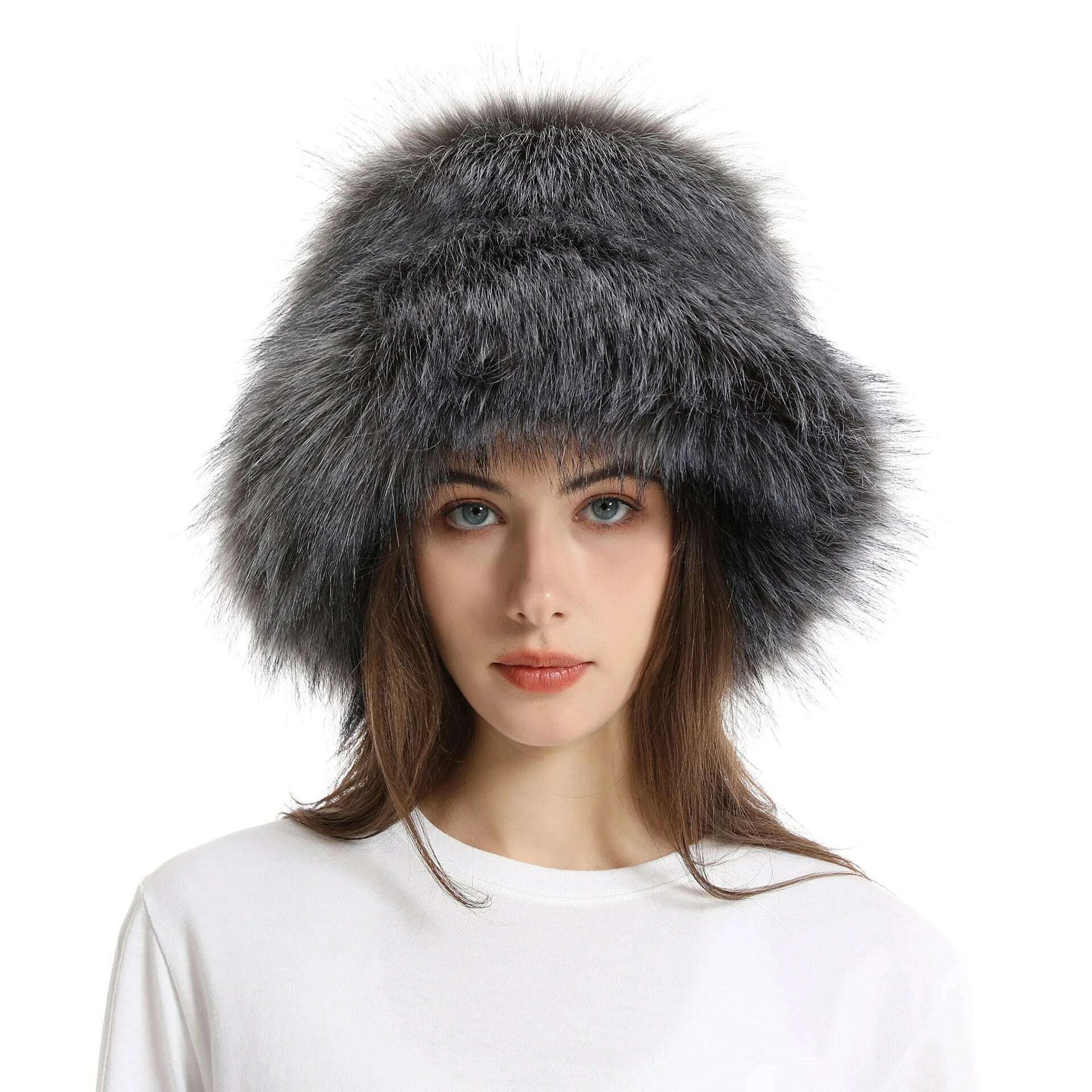 KIMLUD, Red plush Bucket hat women's elegant autumn and winter fur bamboo hat Korean version advanced thermal cap cap 2023 large size, 20 / 58-60cm / CHINA, KIMLUD APPAREL - Womens Clothes