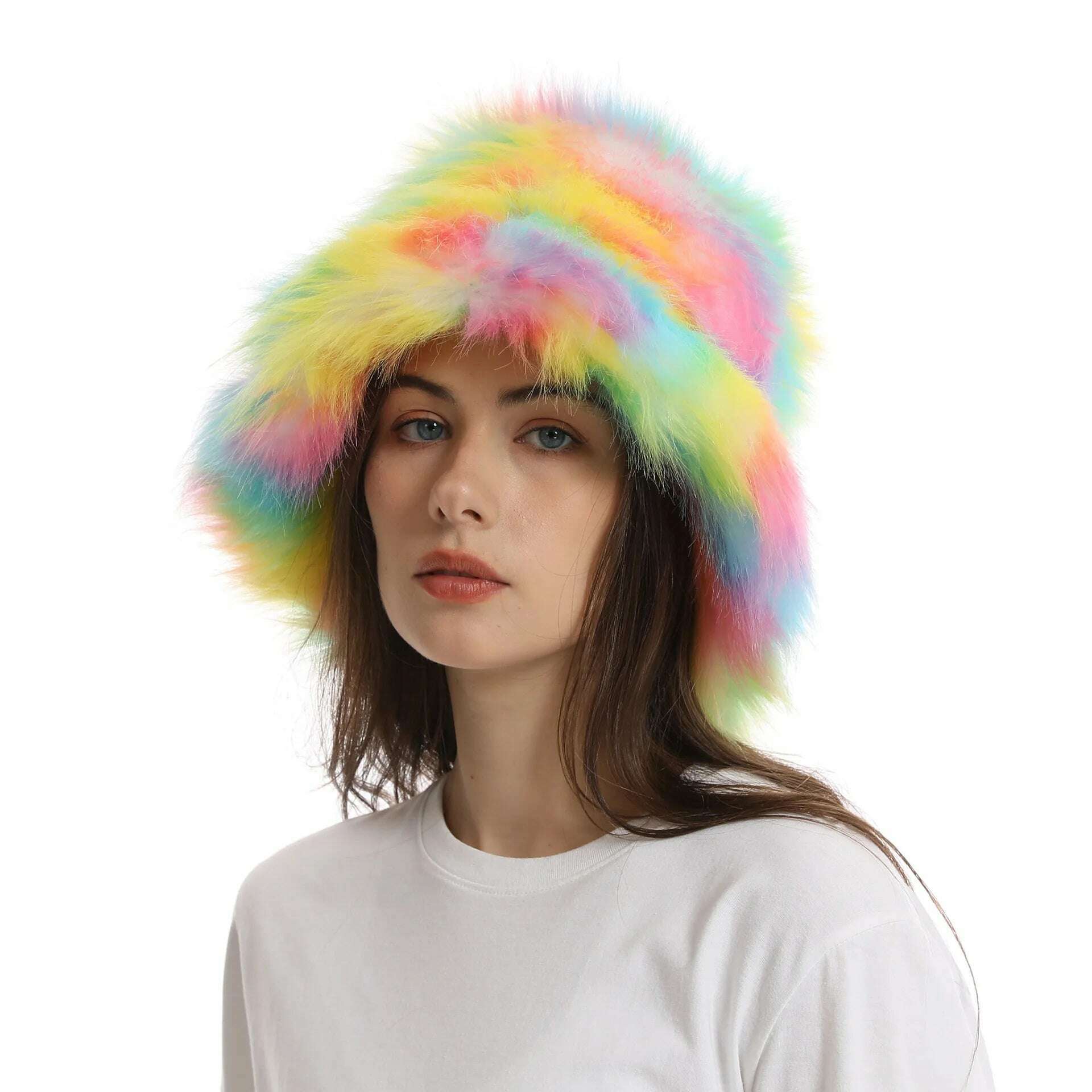 KIMLUD, Red plush Bucket hat women's elegant autumn and winter fur bamboo hat Korean version advanced thermal cap cap 2023 large size, 14 / 58-60cm / CHINA, KIMLUD APPAREL - Womens Clothes