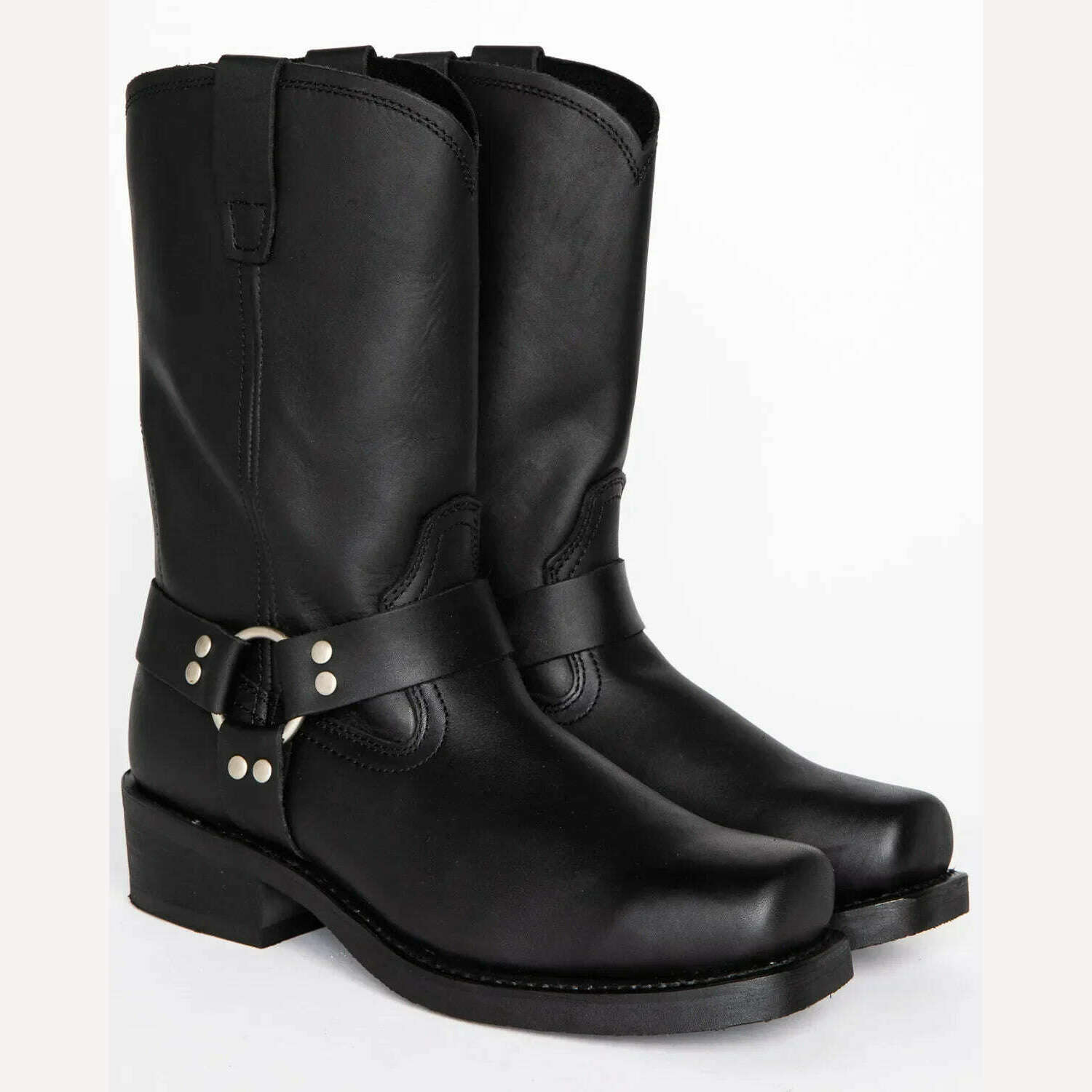 Retro Cowboy Boots Men Mid Calf Western Boots Men Pu Leather Boots Man Slip On Shoes Winter Knight Boots Booties Plus Size 39-48 - KIMLUD