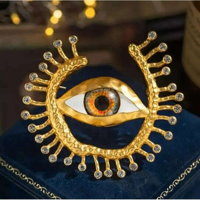 Retro Eye Earrings Ring Brooches Women's French Vintage Jewelry Sets - KIMLUD