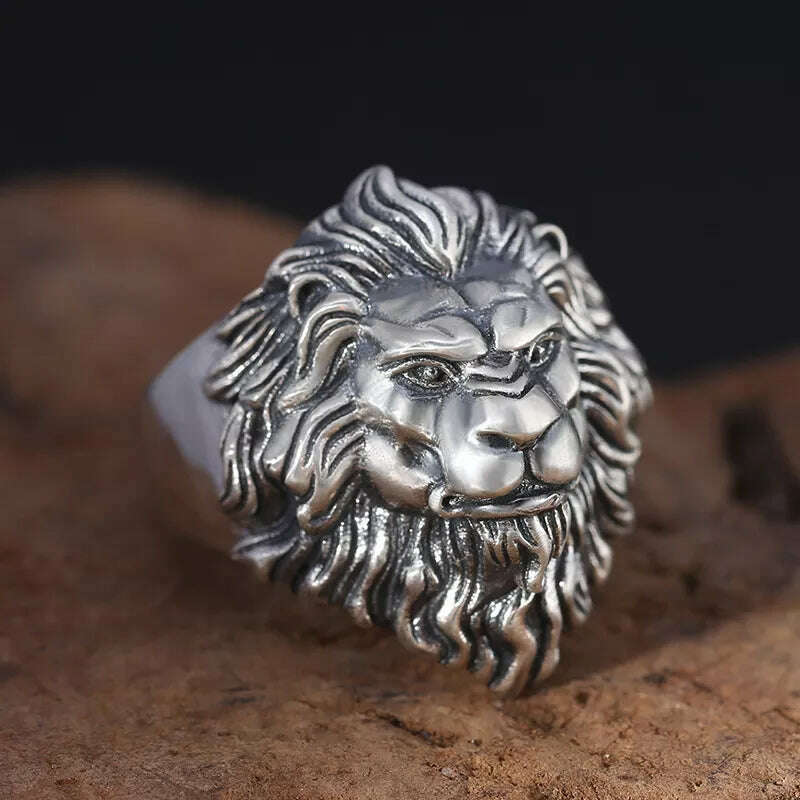 KIMLUD, Retro Lion Domineering Ring Prairie King Men's Alloy Ring Exaggerated Ring Jewelry Gift Adjustable Opening, KIMLUD Womens Clothes