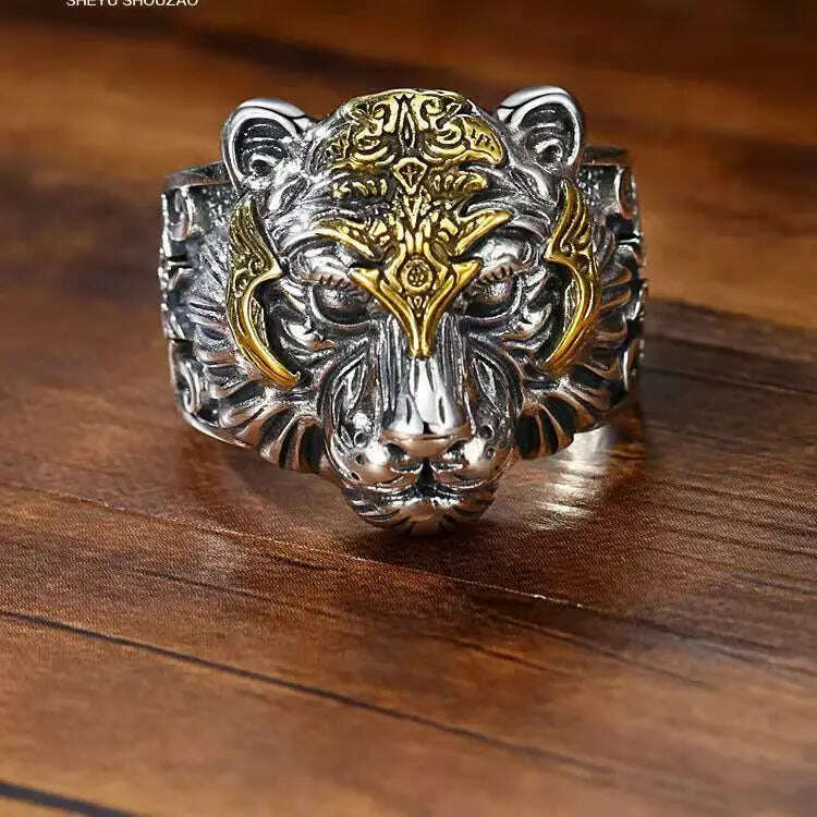 KIMLUD, Retro Personality Domineering Lion Head Ring for Men's Fashion Trend Punk Rock Adjustable Size Ring Accessories Jewelry Gift, resizable / AL6832, KIMLUD Womens Clothes