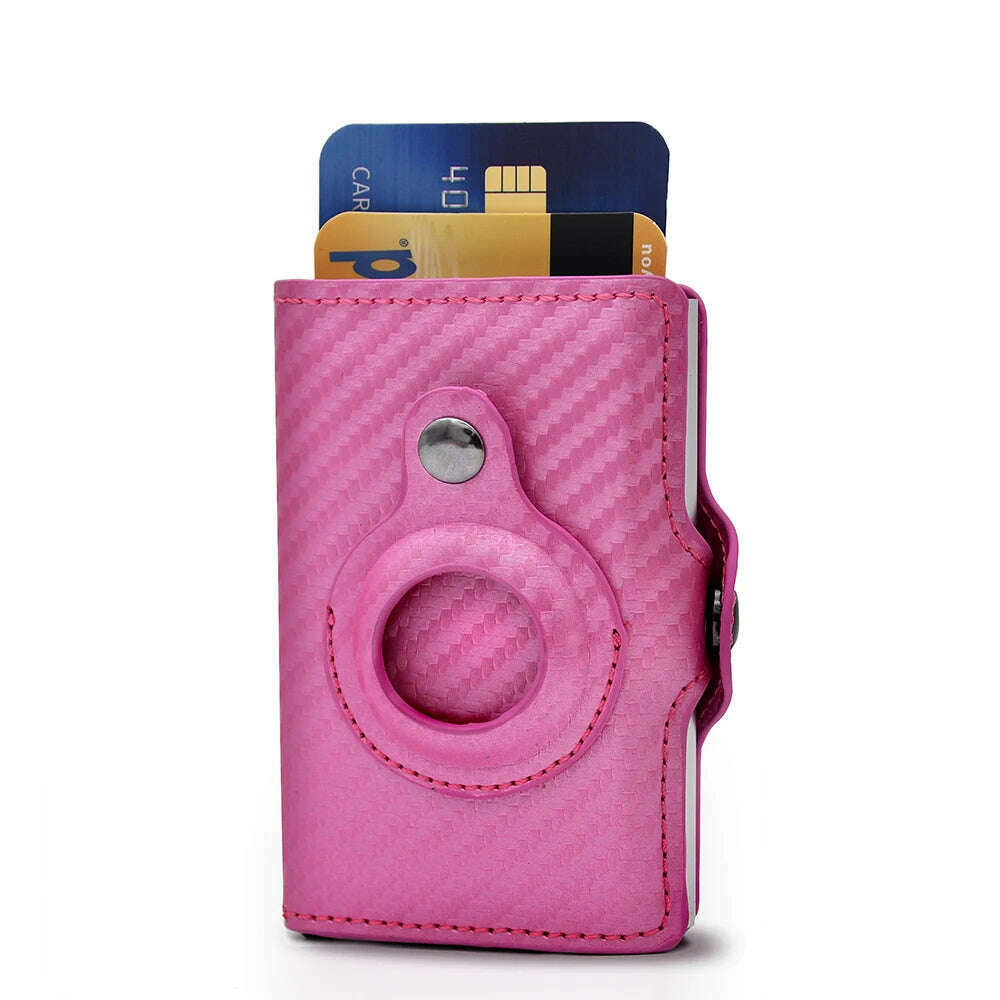 Rfid Airtag Wallet Carbon Fiber Leather Card Holder Men Women Wallets Small Purse Air Tags Case Bag For Apple AirTags Tracker - KIMLUD