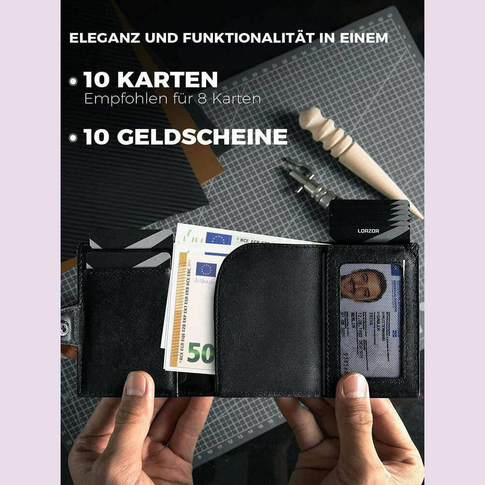 RFID Blocker Wallet for Men Genuine Leather Wallet with Coin Pocket Airtag Wallet - KIMLUD