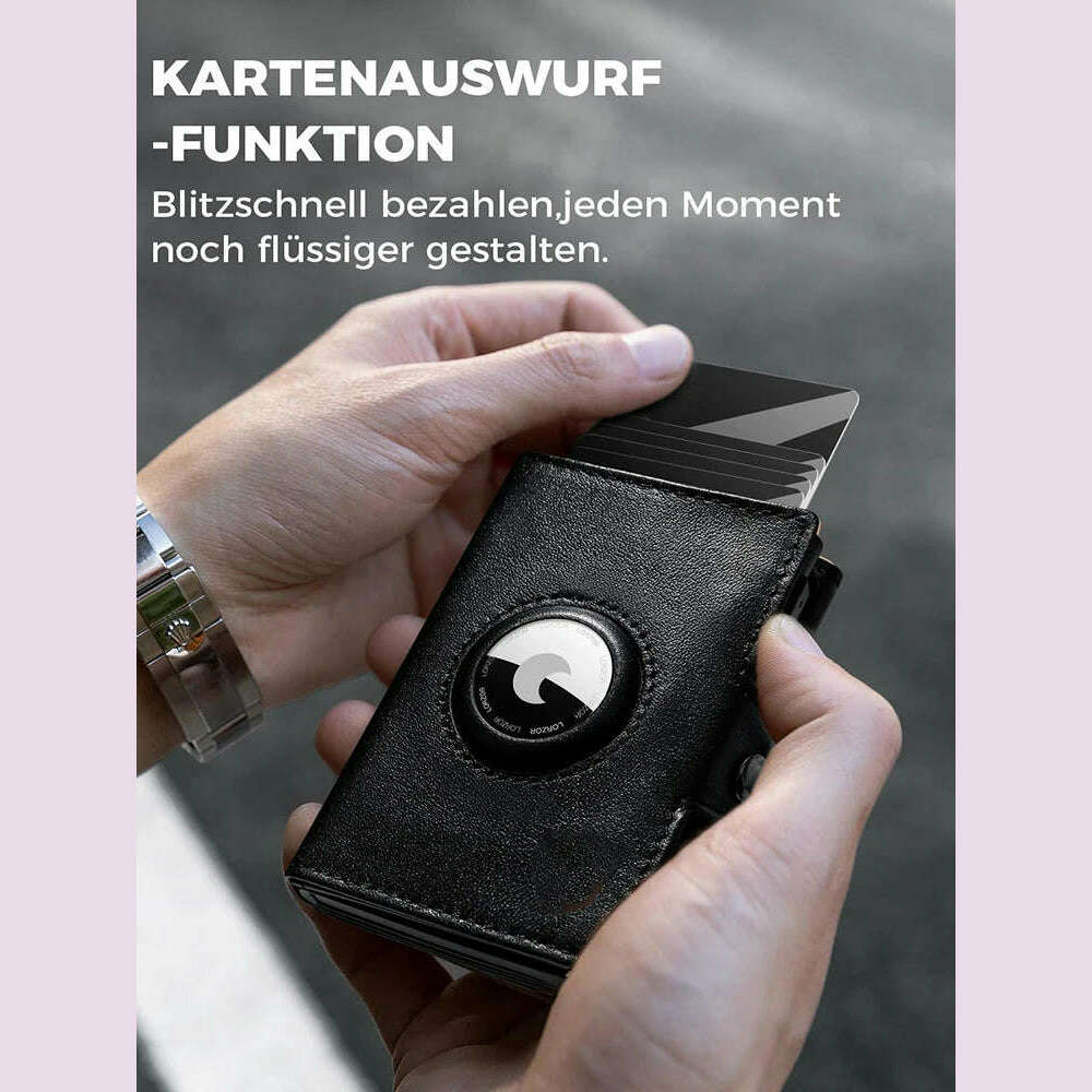 RFID Blocker Wallet for Men Genuine Leather Wallet with Coin Pocket Airtag Wallet - KIMLUD