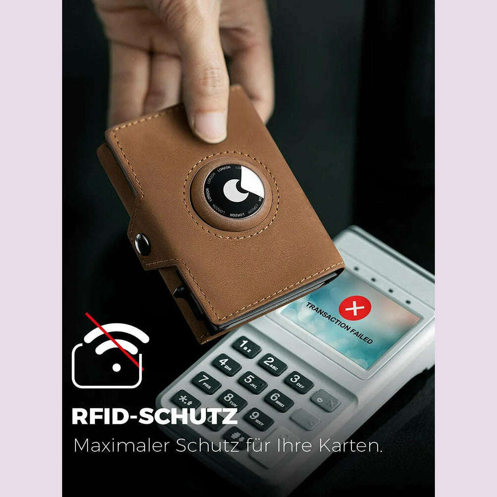 RFID Blocker Wallet for Men Genuine Leather Wallet with Coin Pocket Airtag Wallet - KIMLUD