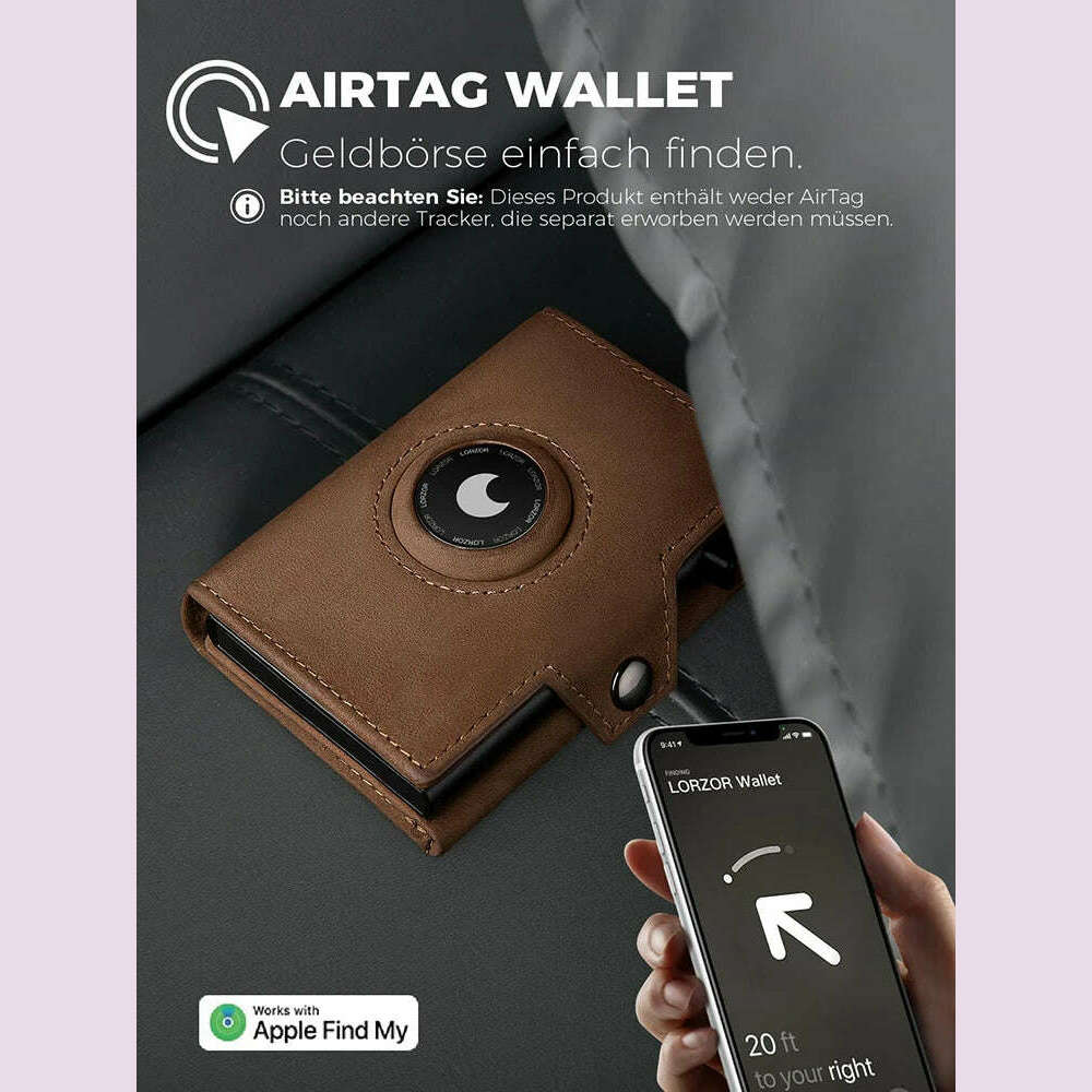 RFID Blocker Wallet for Men Genuine Leather Wallet with Coin Pocket Airtag Wallet - KIMLUD