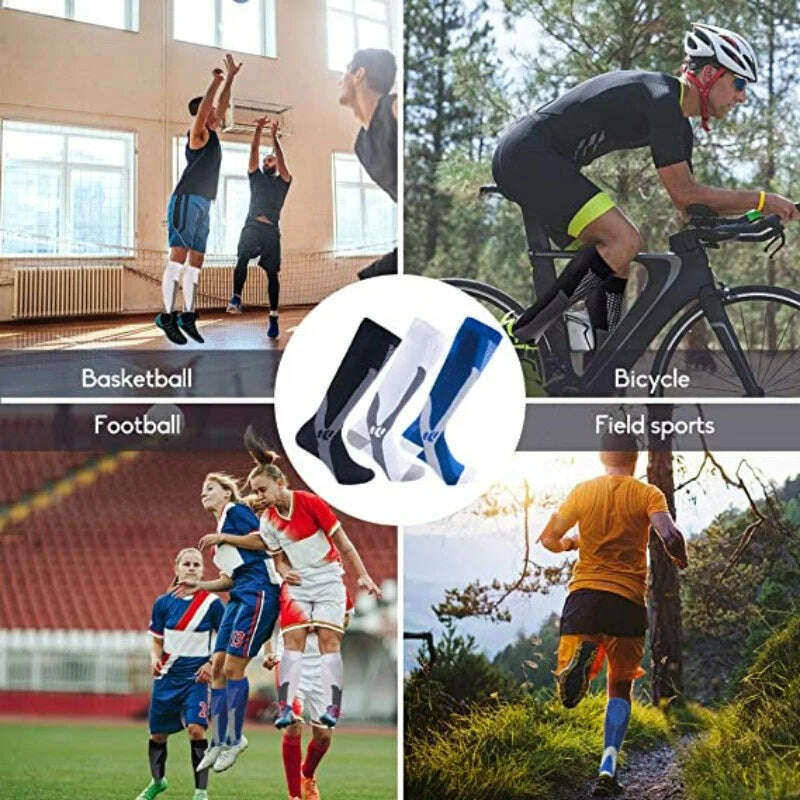 S-XXL 3 Pairs Pack/Socks Compression Socks 30 Mmhg Fit For Medical Edema Diabetes Varicose Veins Running Sports Socks Size XXL - KIMLUD