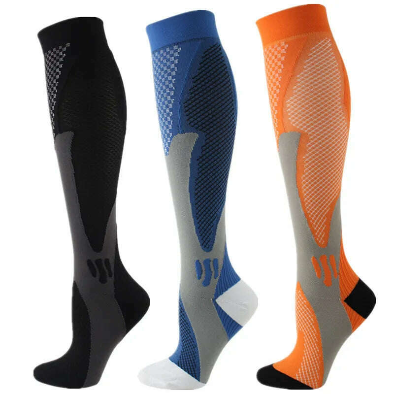 S-XXL 3 Pairs Pack/Socks Compression Socks 30 Mmhg Fit For Medical Edema Diabetes Varicose Veins Running Sports Socks Size XXL - KIMLUD