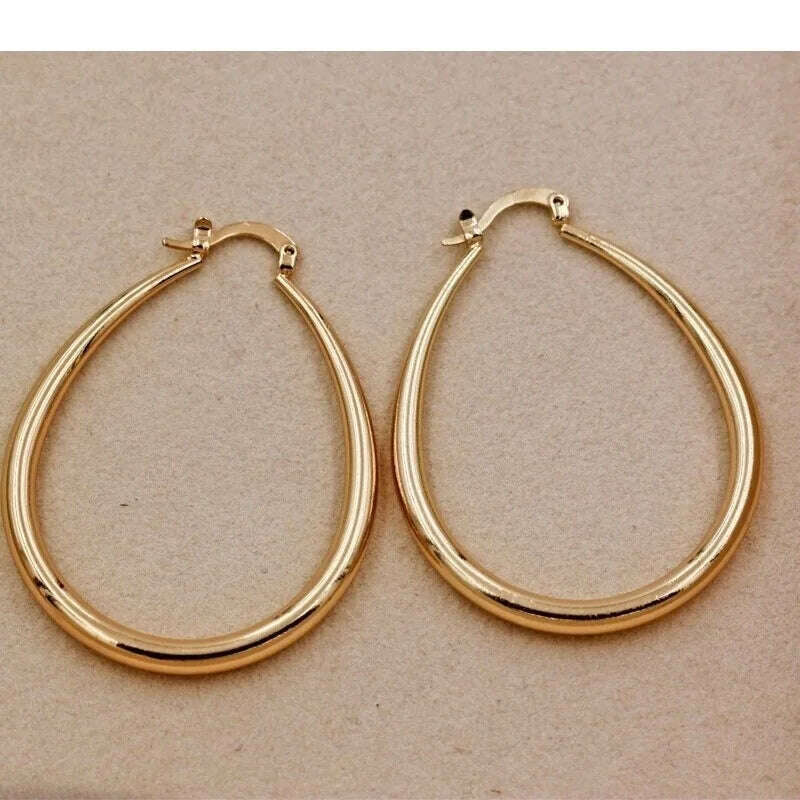 Shine Gold Color Women Earrings Fashion Smooth Hoop Earrings for Women Engagement Wedding Jewelry Gift - KIMLUD