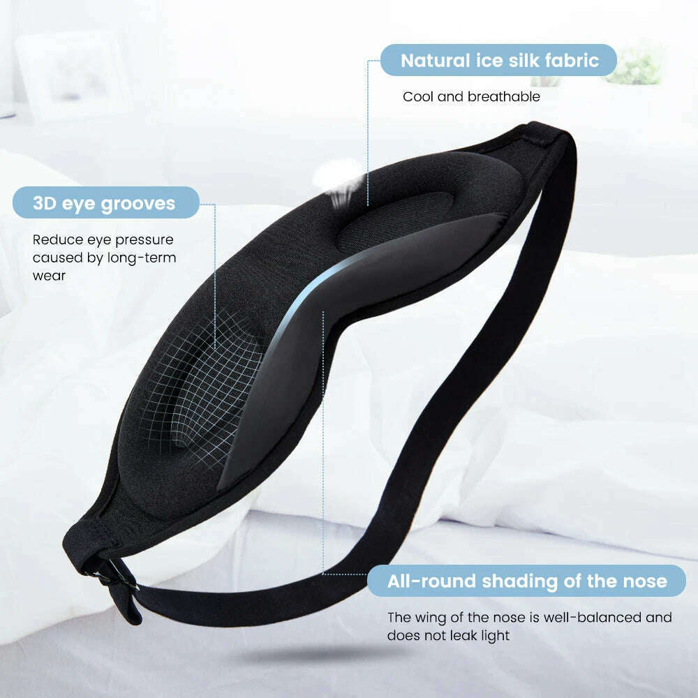 Silk Sleeping Mask Soft Smooth Sleep Mask For Eyes Travel Shade Cover Rest Relax Sleeping Blindfold Eye Cover Sleeping Aid - KIMLUD