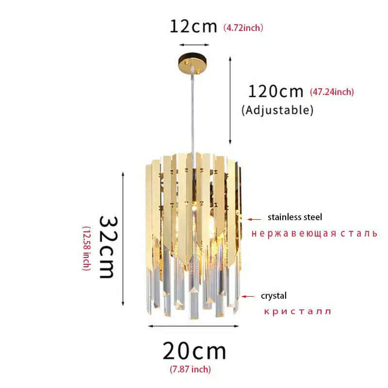Small Round Gold k9 Crystal Modern Led Chandelier for Living Room Kitchen Dining Room Bedroom Bedside Luxury Indoor Lighting - KIMLUD