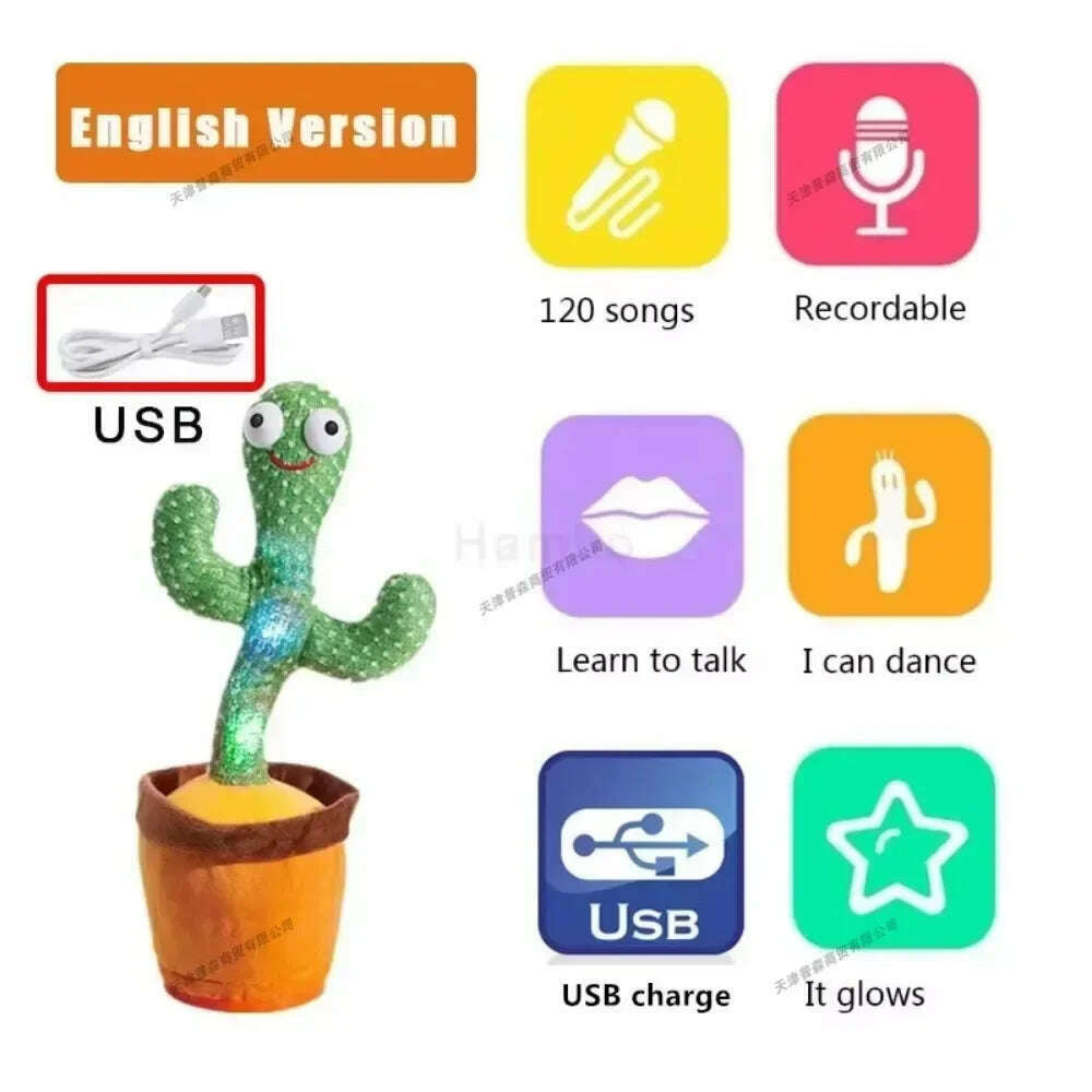 KIMLUD, Smart Electronic Plush Toy for Baby Singing Dancing Talking and Sound Recording Cactus Toys for Kids Xmas Gifts for Children, KIMLUD Womens Clothes