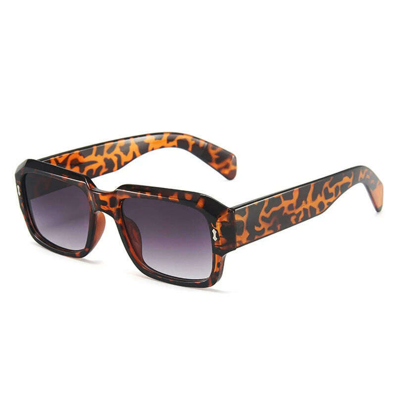 SO&amp;EI Fashion Polygon Square Sunglasses Women Retro Rivets Decoration Jelly Color Shades UV400 Men Trending Gradient Sun Glasses - KIMLUD