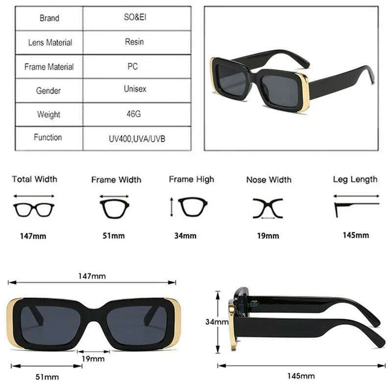 SO&amp;EI Ins Popular Fashion Square Sunglasses Women Retro Brand Designer Jelly Color Shades UV400 Men Gradient Sun Glasses - KIMLUD