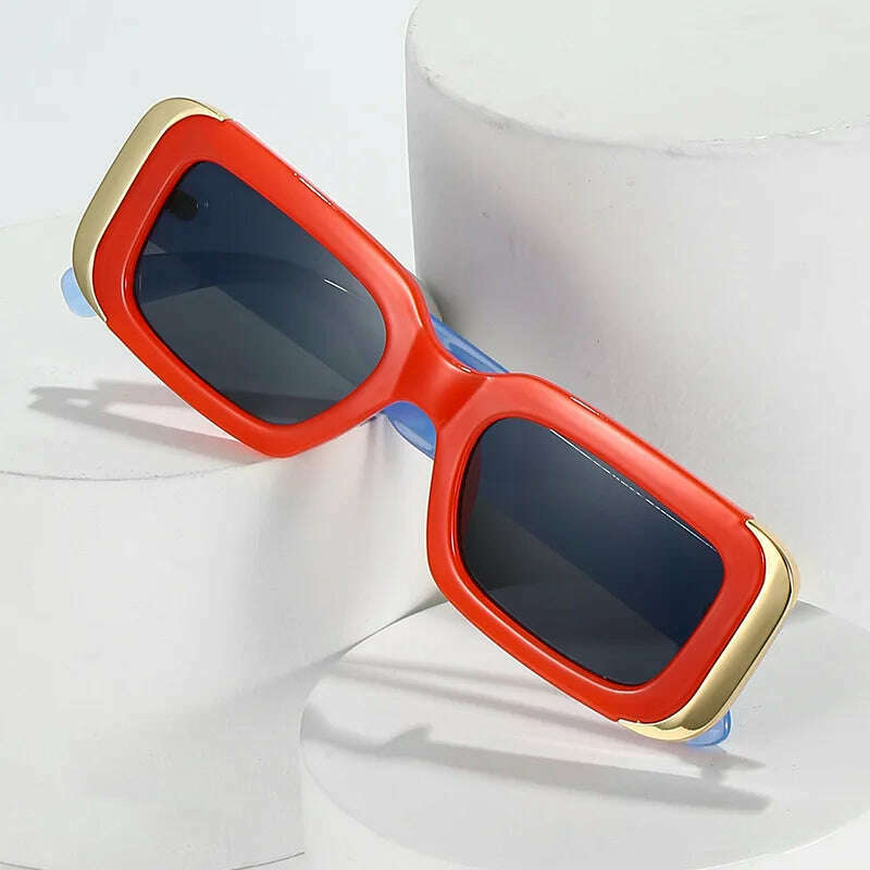 SO&amp;EI Ins Popular Fashion Square Sunglasses Women Retro Brand Designer Jelly Color Shades UV400 Men Gradient Sun Glasses - KIMLUD