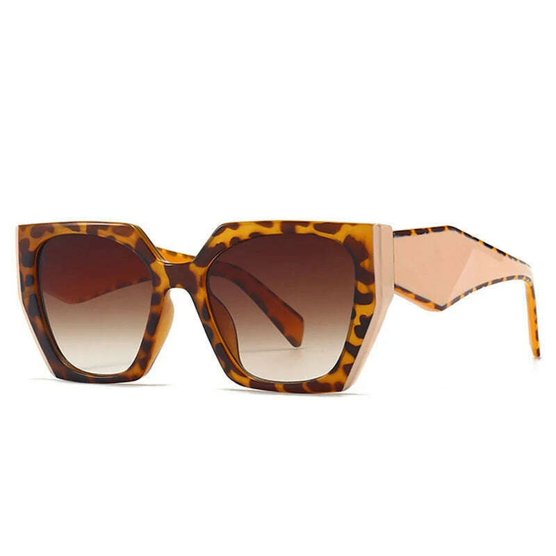 SO&amp;EI Retro Polygon Cat Eye Colorful Sunglasses Women Fashion Brand Designer Clear Gradient Shades UV400 Men Sun Glasses - KIMLUD