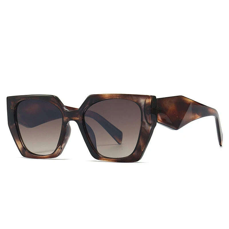 SO&amp;EI Retro Polygon Cat Eye Colorful Sunglasses Women Fashion Brand Designer Clear Gradient Shades UV400 Men Sun Glasses - KIMLUD